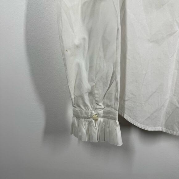J.Crew Top Women 0 White Ruffle Trim Button-Up Long Sleeve Old Money Career - Picture 7 of 7